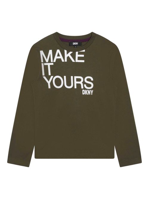 Slogan-print cotton top - Green