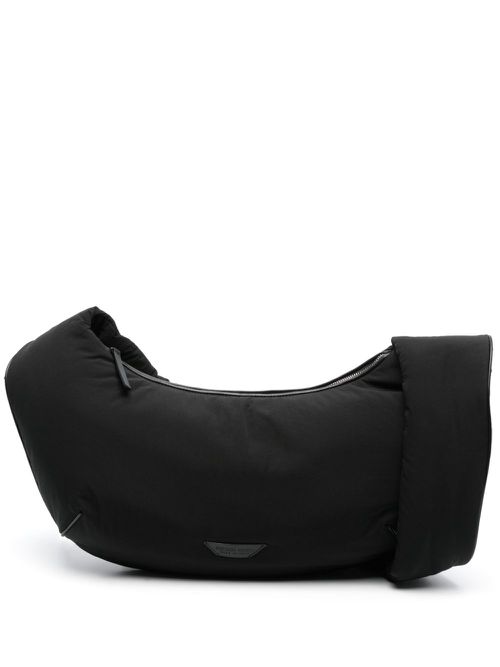 Logo-patch taffeta shoulder bag - Black