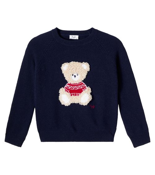 Patch-appliqué virgin wool sweater