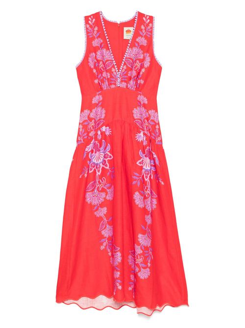 Porcelain Garden midi dress - Red