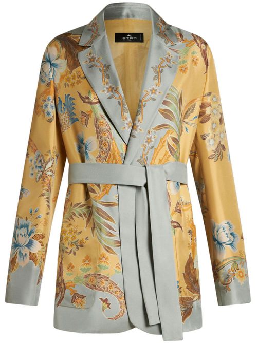 Floral-print silk jacket - Neutrals