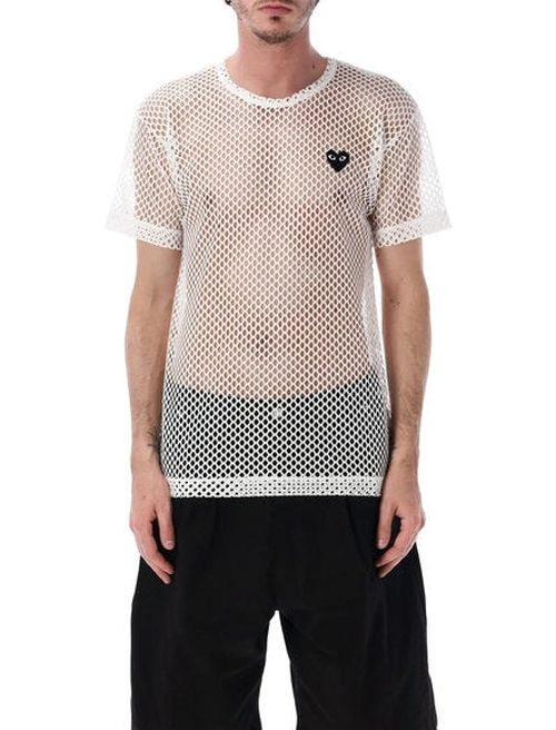 Comme Des Garçons Play Men's SS26 Mesh T-Shirt with Large Emblem