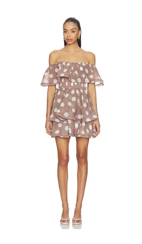 ELLIATT Sola Polka Dot Mini Dress in Brown. L. Also in M, S, XL