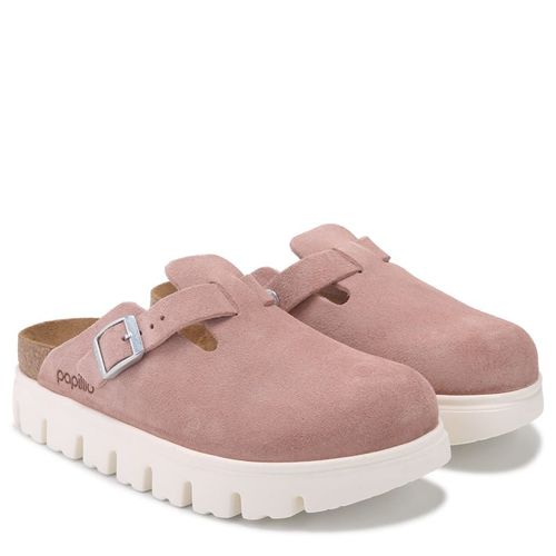 Women's Boston Chunky Clog by Papillio Shoes (Pink Clay Suede)