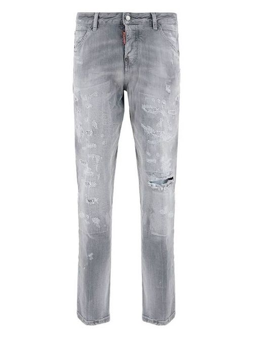 Cropped ripped jeans in denim