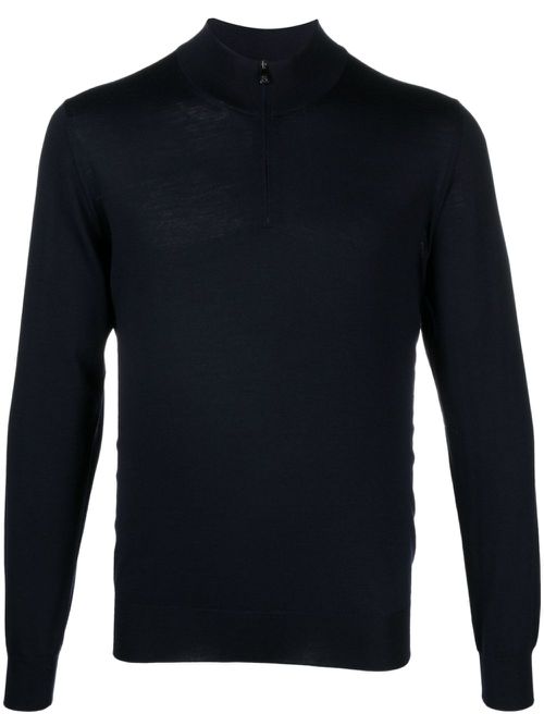 Half-zip fine-knit jumper - Blue