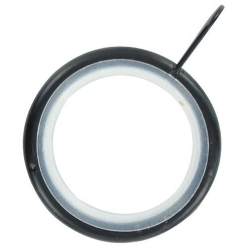 Fixed Eye Silent Curtain Pole Rings, Black Metal, Inner Dimension To Fit Poles up to Diameter 6 Pack