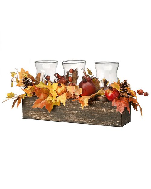 National Tree Company 24 Maple Leaves Candleholder Centerpiece