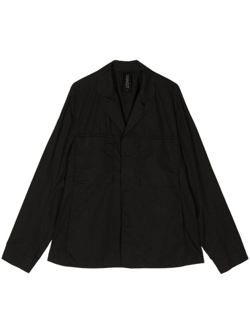 Long-sleeve cotton-linen blend jacket - Black