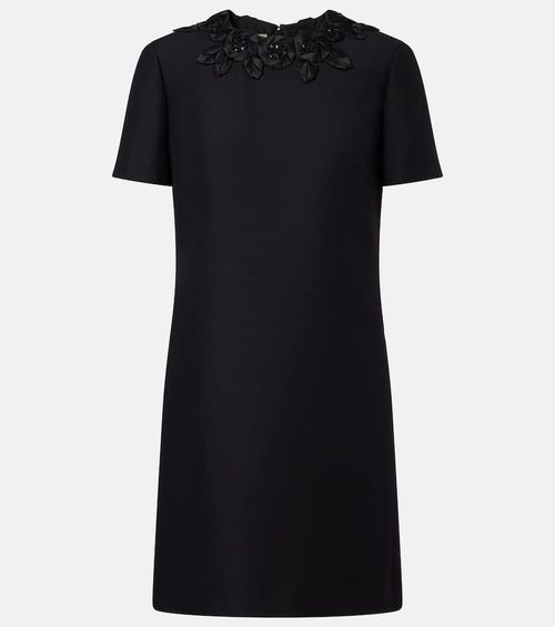 Embellished wool and silk minidress