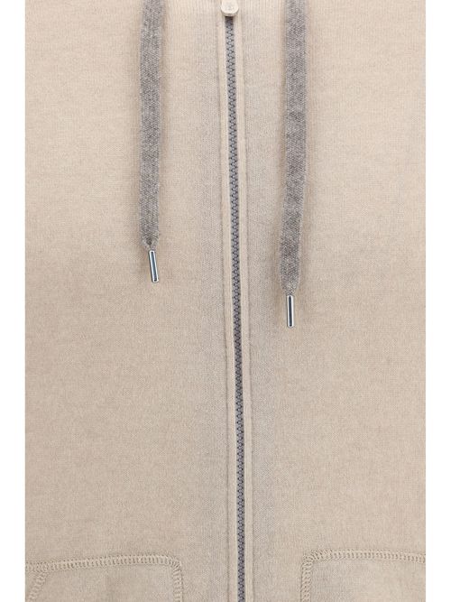 Cashmere Zip-Up Hoodie — Beige