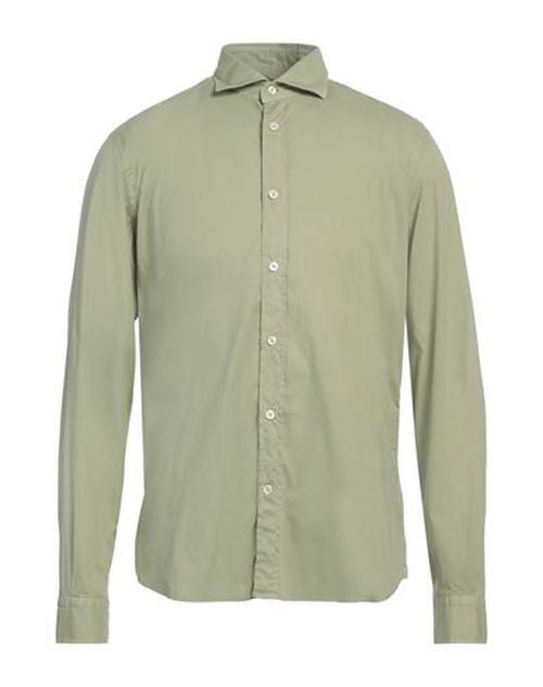 Man Shirt Sage green Size 16 Cotton, Elastane