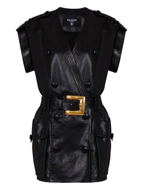 Belted mini dress - Black