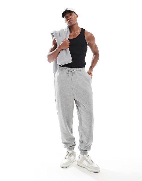 ASOS DESIGN essential oversized joggers in grey marl