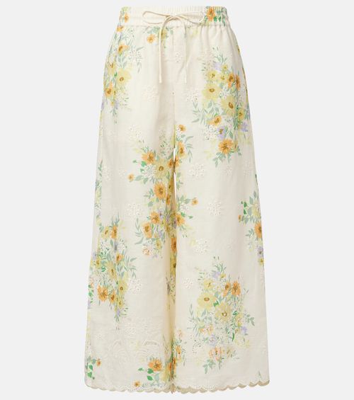 Alémais Juliette floral linen wide-leg pants