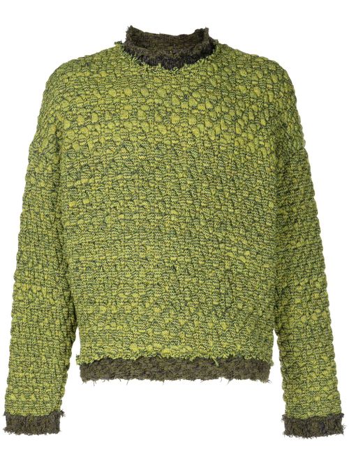Intarsia-knit logo mélange jumper - Green