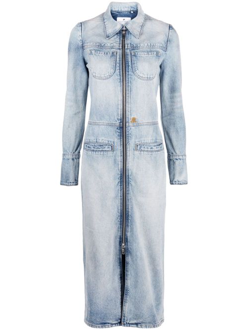 Knee-length denim jacket - Blue