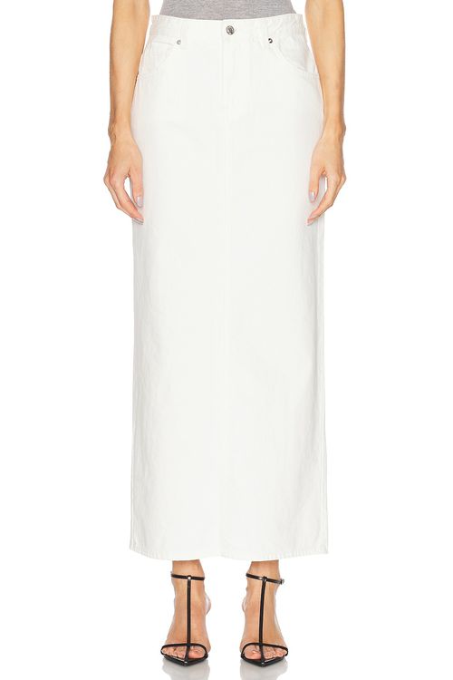 NILI LOTAN Ozzy Denim Skirt in Cream - White. 27 also in