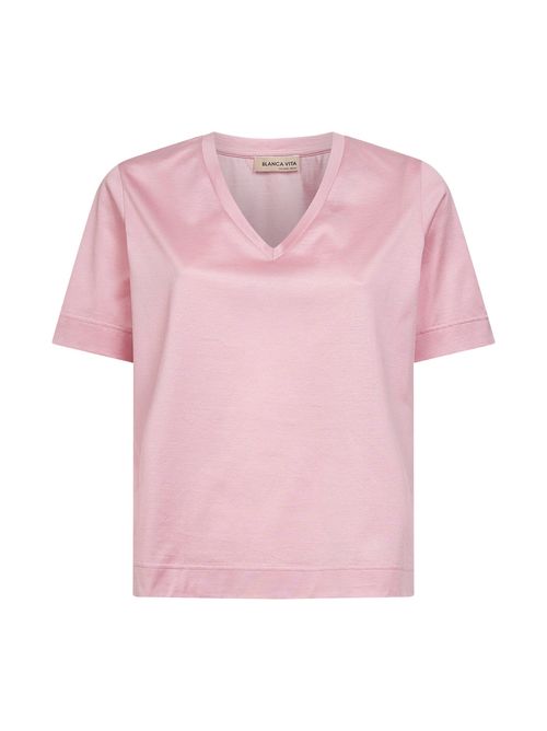 Lisle Cotton V-Neck T-Shirt — Pink