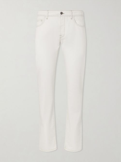 Slim-Fit Straight-Leg Jeans - Men - White