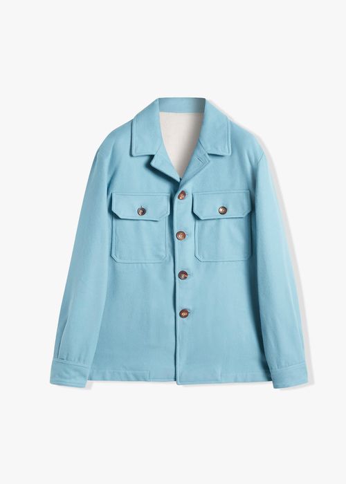 Aamenofi Light Blue Cotton Jacket With Frontal Pockets