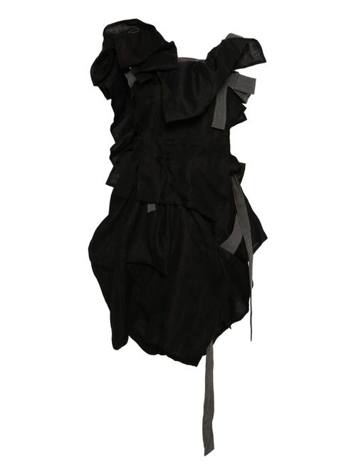 Linen draped dress - Black