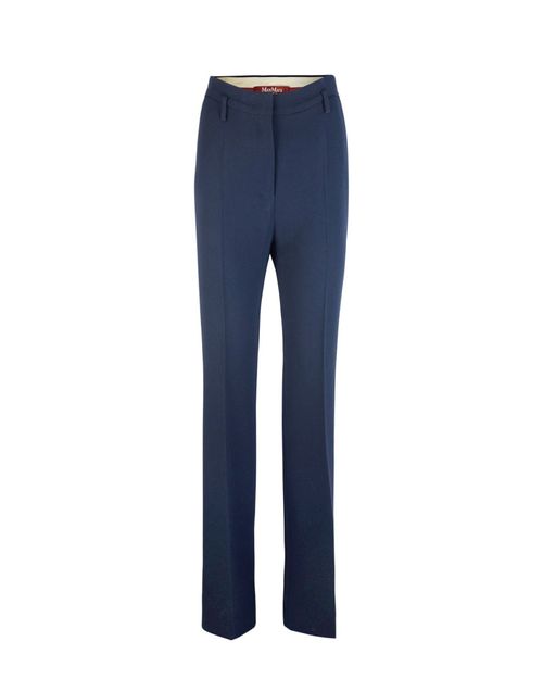 Blue Tailored Flat Front Pants