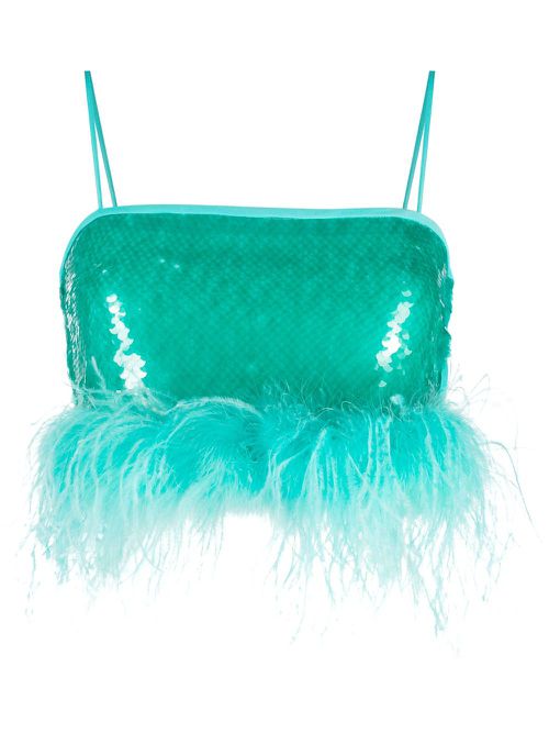 Sheer crystal-embellished top - Blue