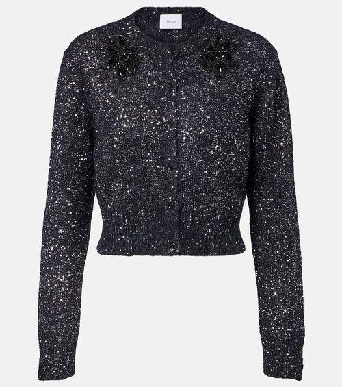 Embellished cropped alpaca-blend cardigan