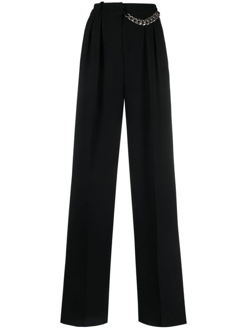 Chain-detail wide-leg trousers - Black