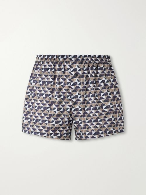 Printed Cotton-Satin Boxer Briefs