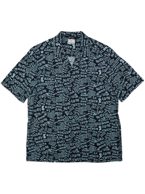 Heroism text-print tencel shirt - Black