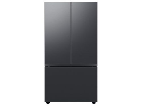 Bespoke 3-Door French Door Refrigerator in Stainless Steel (30 cu. ft.) with Beverage Center™ in Matte Black Steel(BNDL-1650310916576)