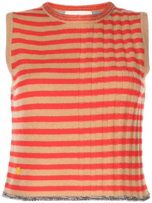 Sleeveless ribbed-knit top - Brown