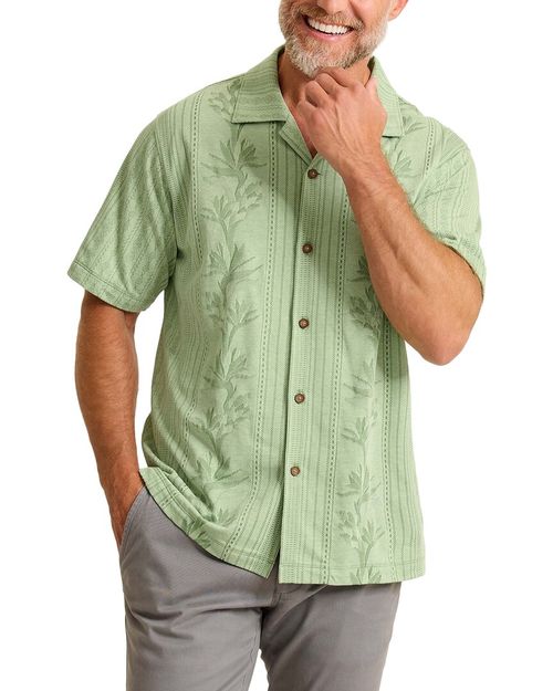 Palm Fresco Border Silk Camp Shirt