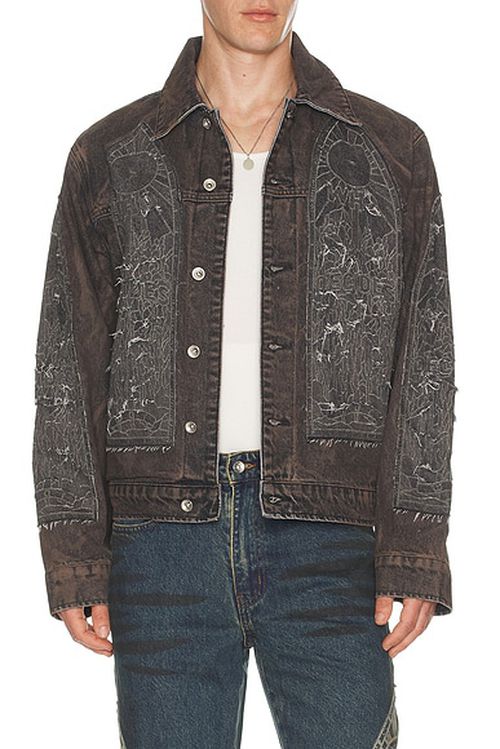 Who Decides War by Ev Bravado Mechanic Trucker Jacket in Coal - Black. L also in M, XL/1X, XXL/2X