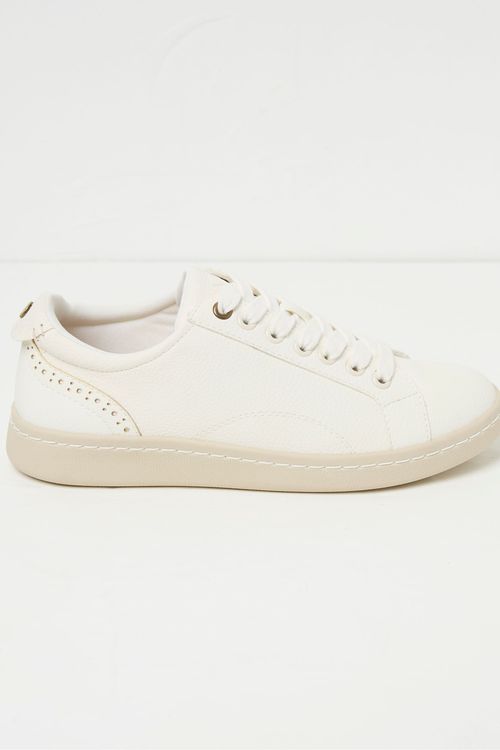White Nora Lace Up Trainer