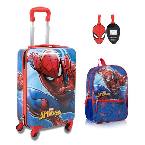 Spiderman 3PC Luggage & Backpack Set With Luggage Tag:- Spiderman