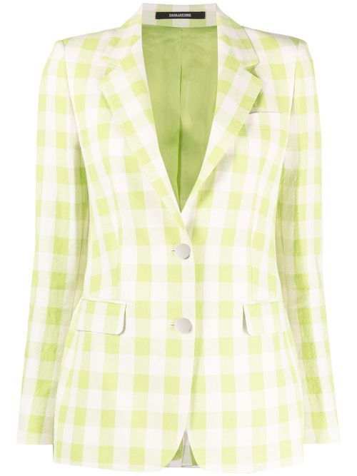 Check-print single-breasted blazer - Green