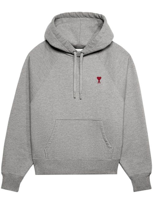 Logo-embroidered organic-cotton hoodie - Grey