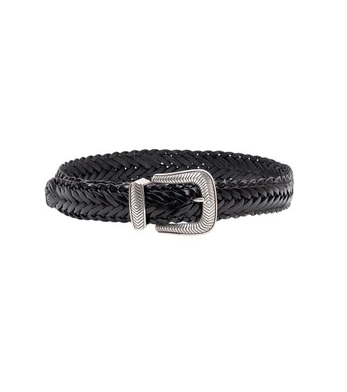 Black Braided Buckle Belt