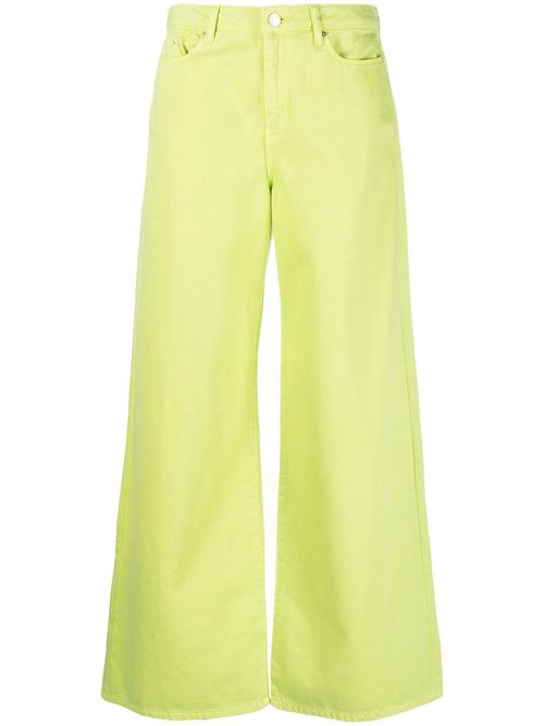 Wide-leg high-waist jeans - Green