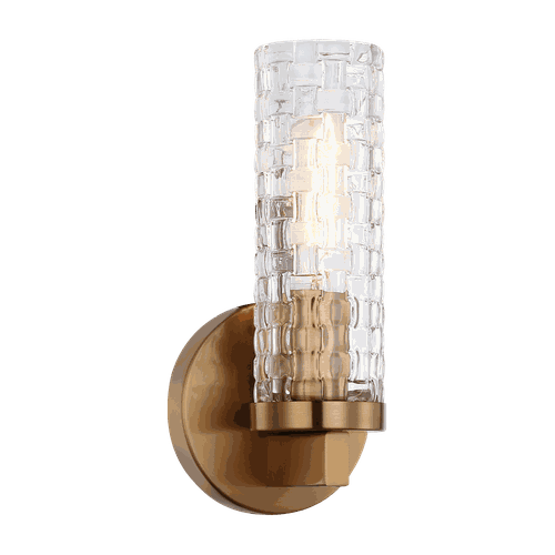 Aged Gold Brass One Light Wall Sconce from the Weaver Collection