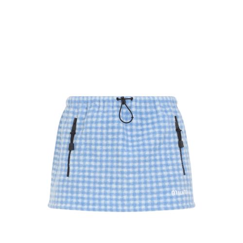 Vichy Gingham Drawstring-waist Fleece Mini Skirt