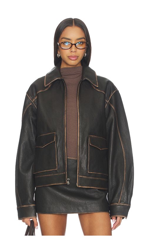 Mimchik Pint Leather Jacket in Black. - L also in M