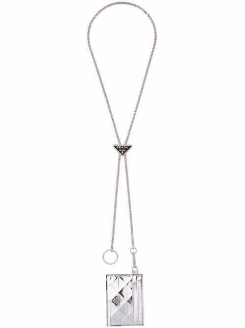Triangle-panel lanyard credit card holder - Grey