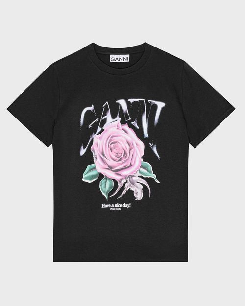 Ganni T-shirt Basic Cotton Rose Phanto
