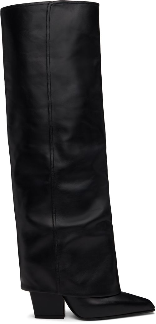 Paris Texas Black Jane Fold Over Tall Boots