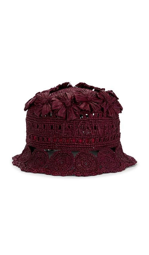 AKNVAS Cass Rafia Floral Bucket in Burgundy