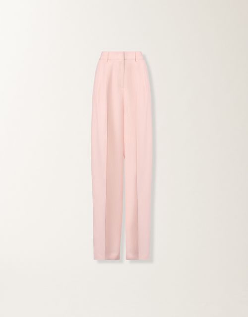 Fluid linen and viscose trousers in petal pink